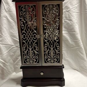 wooden  and Silver Jewelry Cabinet /rare